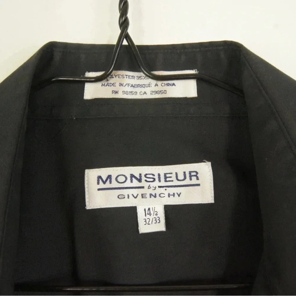 Vintage Givenchy Paris Black Button Up Long Sleeve Blouse Dress Shirt Top - Picture 3 of 3